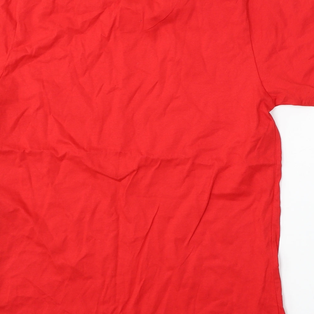 Earth Positive Womens Red Cotton Basic T-Shirt Size M Round Neck - 2005