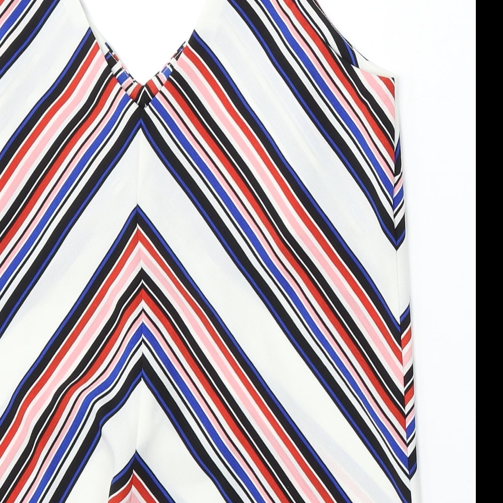 New Look Womens Multicoloured Striped Polyester Camisole Tank Size 8 V-Neck