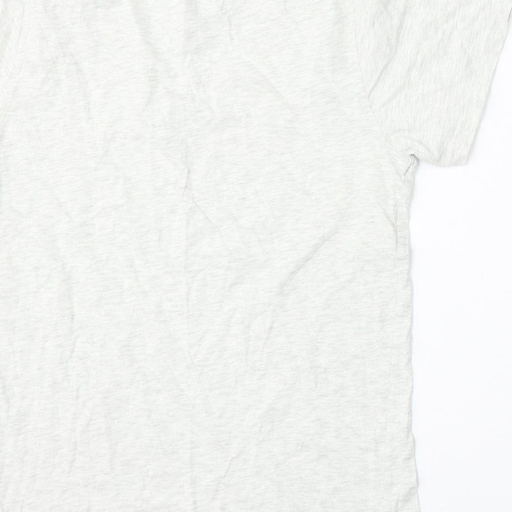 AW85 Mens Grey Cotton T-Shirt Size S V-Neck