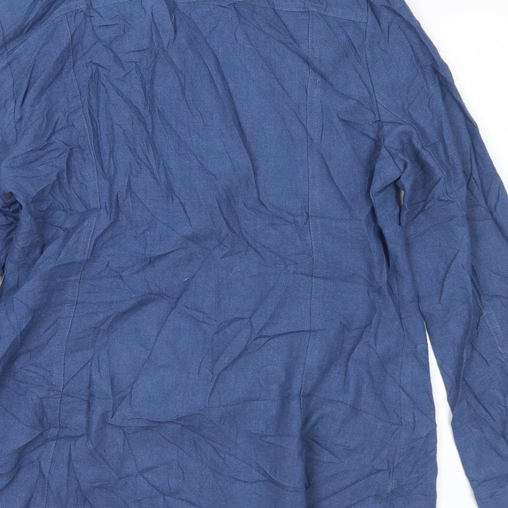 Gray Osbourn Womens Blue Polyester Jersey Button-Up Size 10 Henley