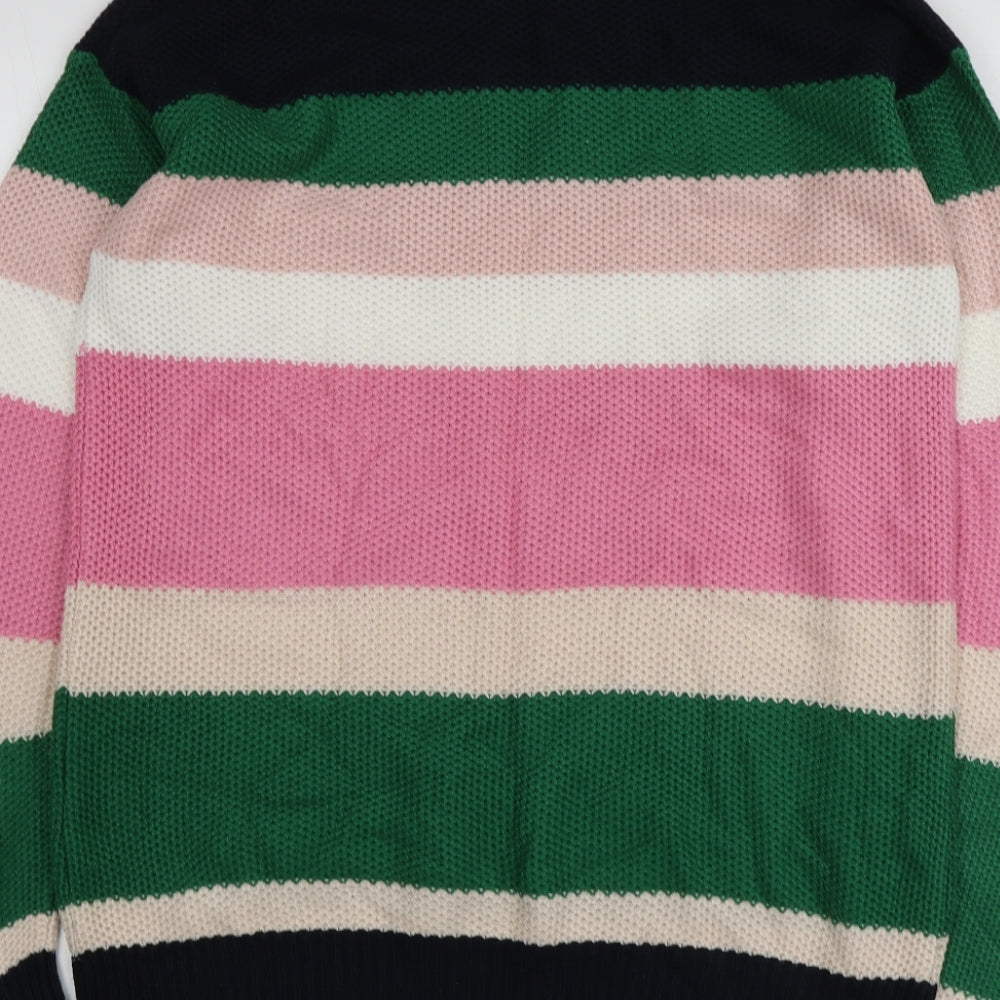 Dorothy Perkins Womens Multicoloured Round Neck Striped Acrylic Pullover Jumper Size 10