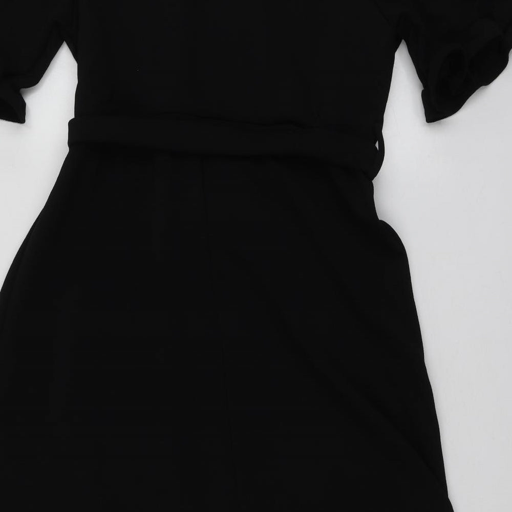 Boohoo Womens Black Polyester Trapeze & Swing Size 12 Round Neck