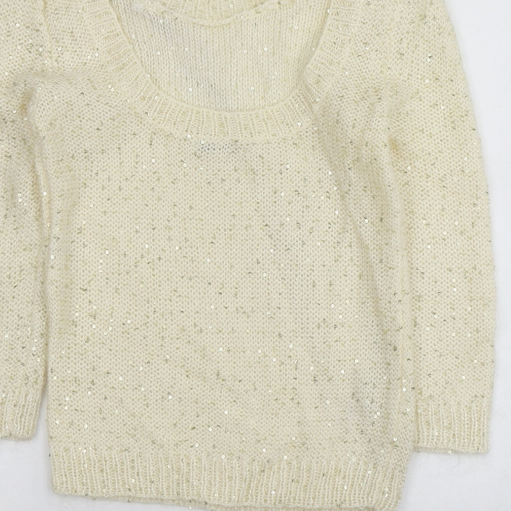 Kookai Womens Ivory Round Neck Acrylic Pullover Jumper Size XS