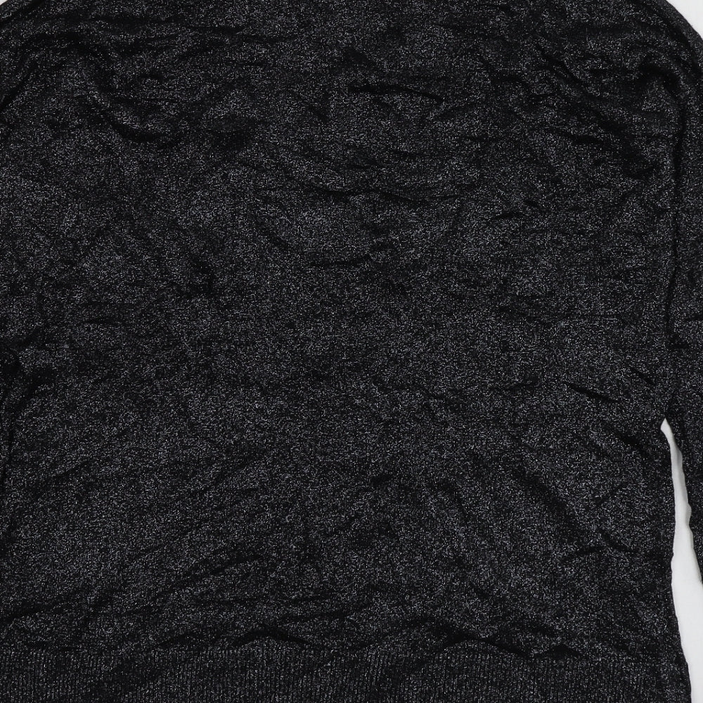 Topshop Womens Black Round Neck Viscose Pullover Jumper Size 12