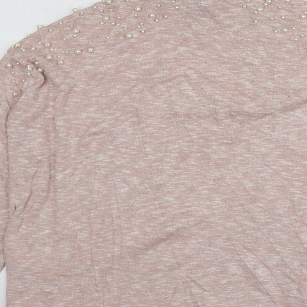 H&M Womens Pink High Neck Polyester Pullover Jumper Size S