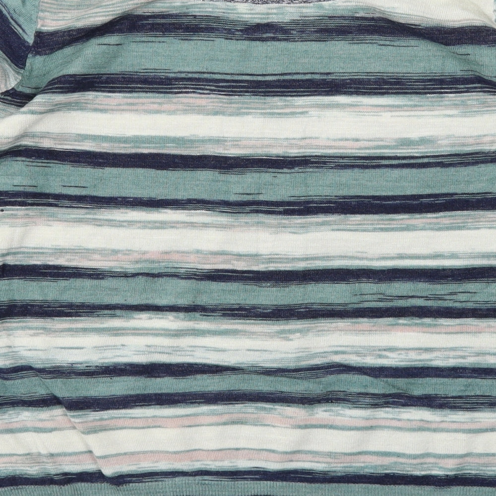 RJR.John Rocha Womens Multicoloured Boat Neck Striped Viscose Pullover Jumper Size 14