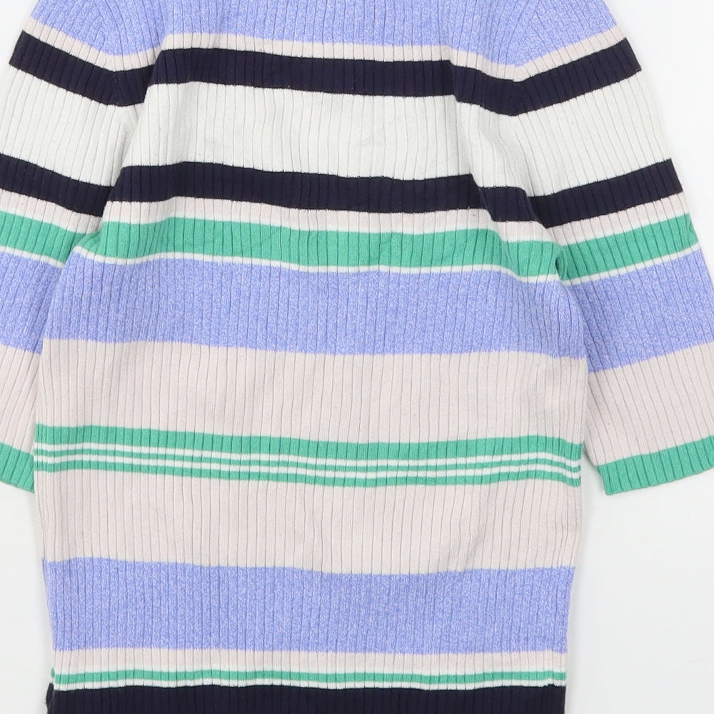 New Look Womens Multicoloured Round Neck Striped Viscose Pullover Jumper Size 8