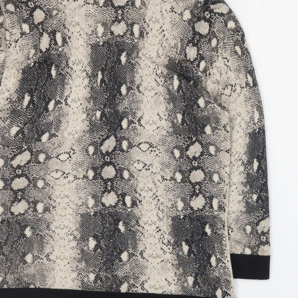 Principles Womens Beige Round Neck Animal Print Viscose Cardigan Jumper Size 10