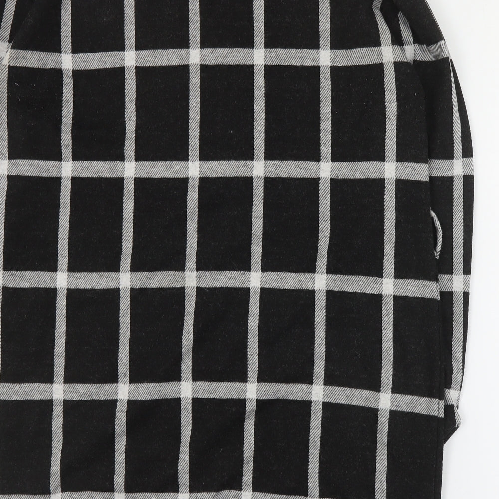 F&F Womens Black Plaid Polyester A-Line Size 14 Round Neck Pullover