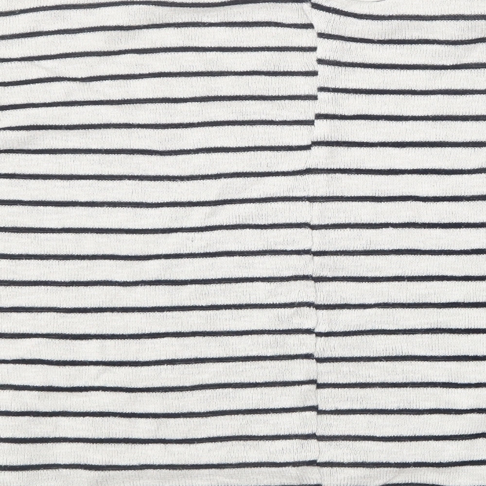 New Look Womens White Round Neck Striped Viscose Pullover Jumper Size S