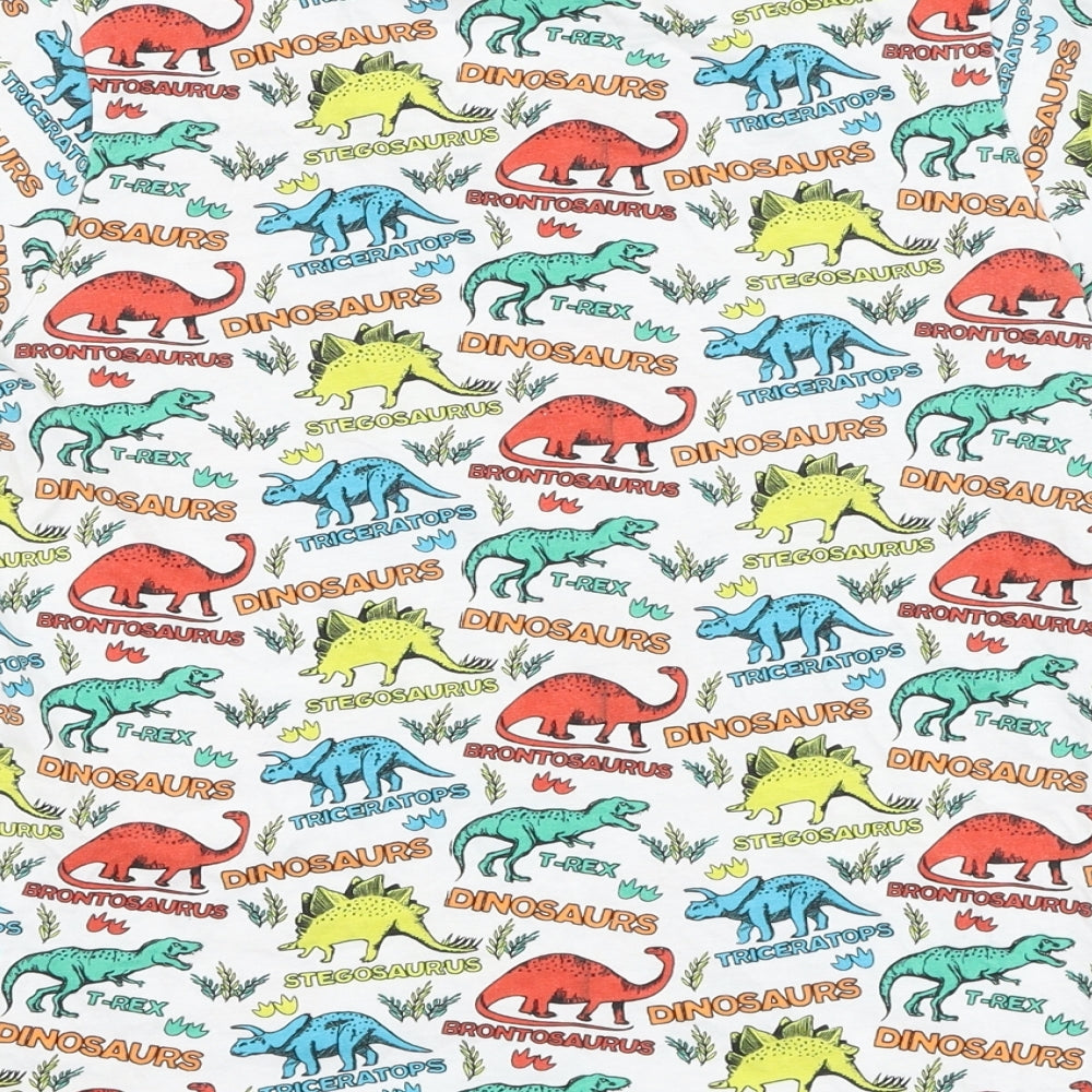 City Comfort Boys White Cotton Basic T-Shirt Size 9-10 Years Round Neck Pullover - Dinosaur