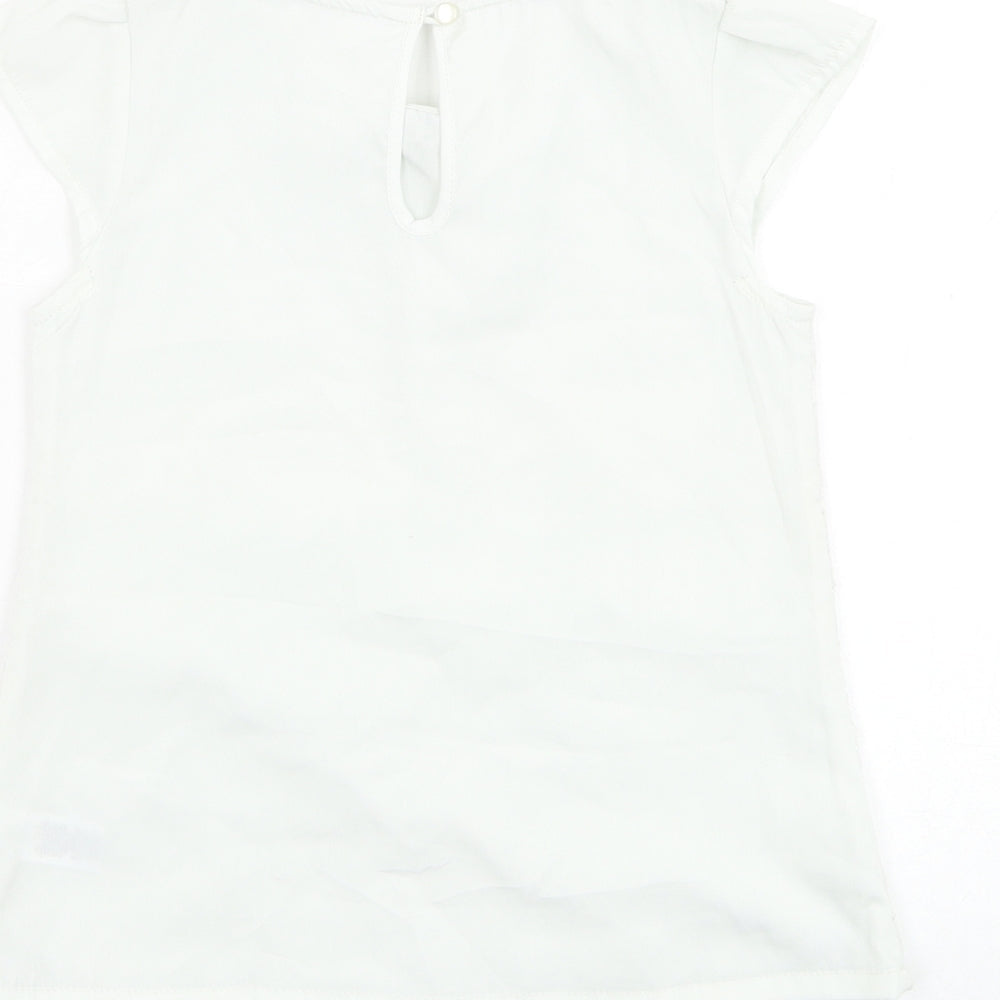 Dunnes Stores Girls Ivory Polyester Basic Tank Size 8 Years Collared Pullover - Flower