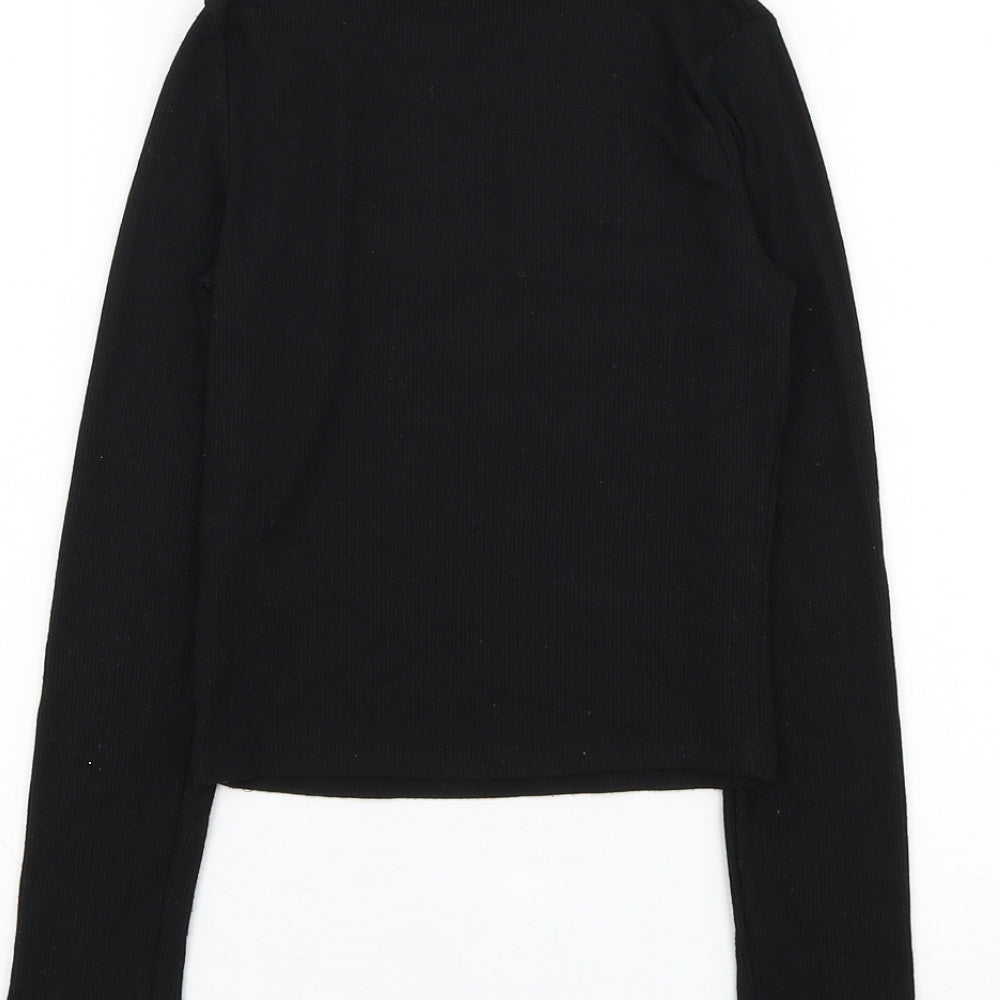 Miss Evie Girls Black Mock Neck Polyester Pullover Jumper Size 9-10 Years Pullover