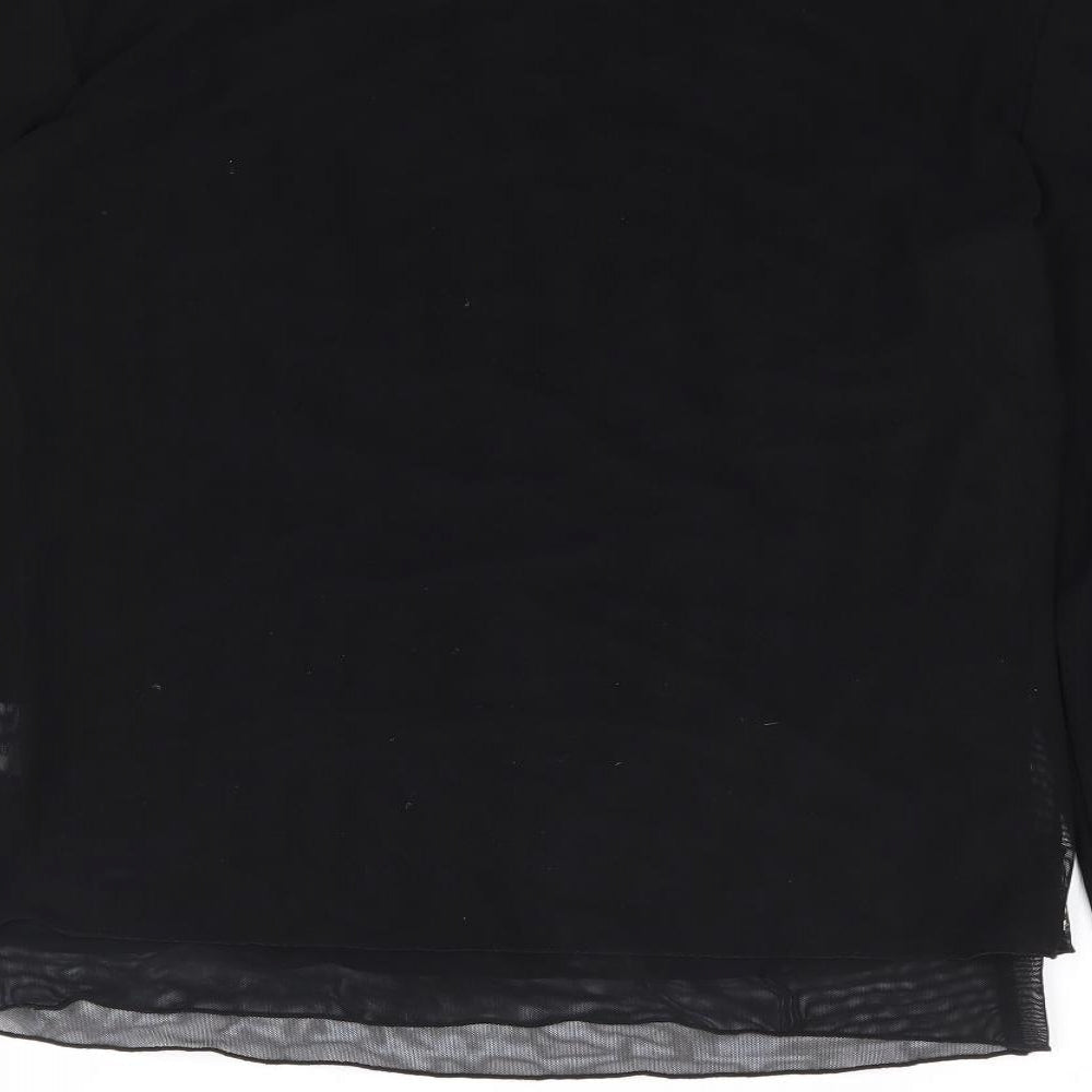 Libra Womens Black Nylon Jersey T-Shirt Size 14 Round Neck