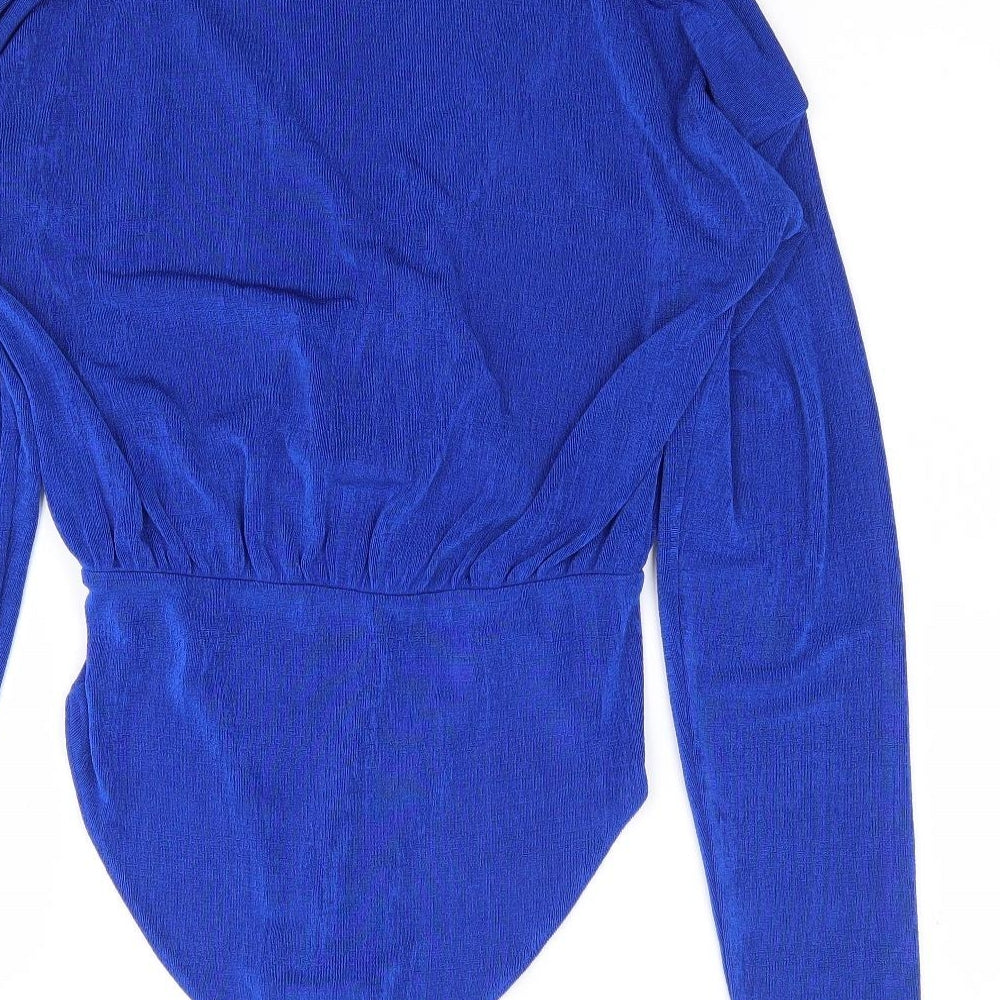 Figa Womens Blue Polyester Bodysuit One-Piece Size S Snap