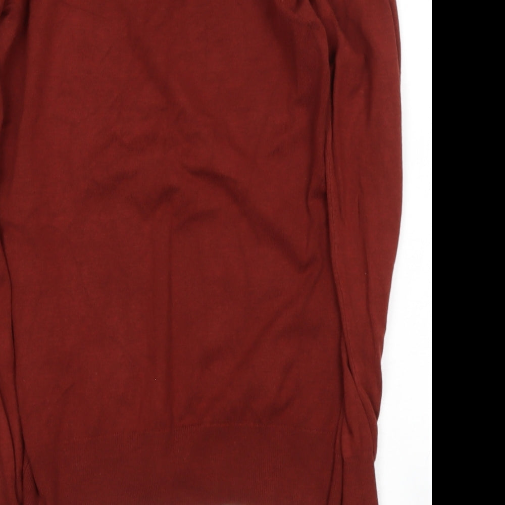 Preworn Womens Brown Square Neck Polyester Pullover Jumper Size M