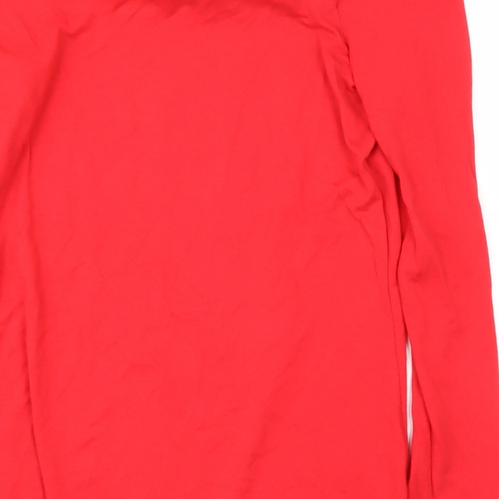 GALERY Womens Red Viscose Basic T-Shirt Size S Off the Shoulder