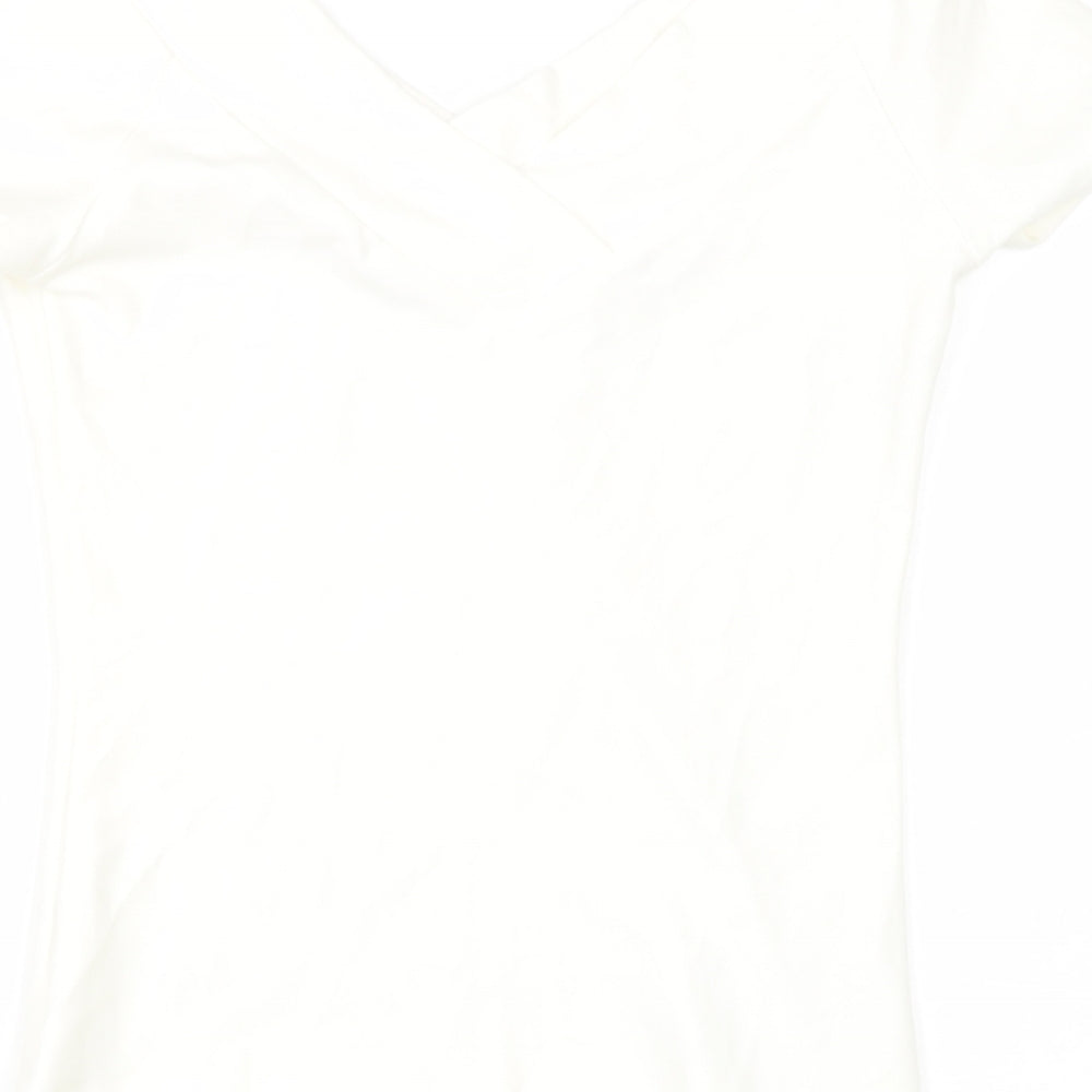 Preworn Womens White Elastane Basic Blouse Size S V-Neck