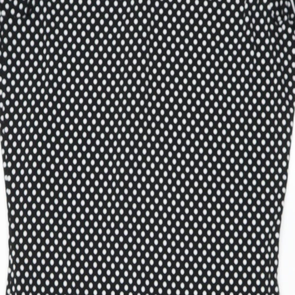 Max Studio Womens Black Polka Dot Polyester Blend Shift Size S Snap