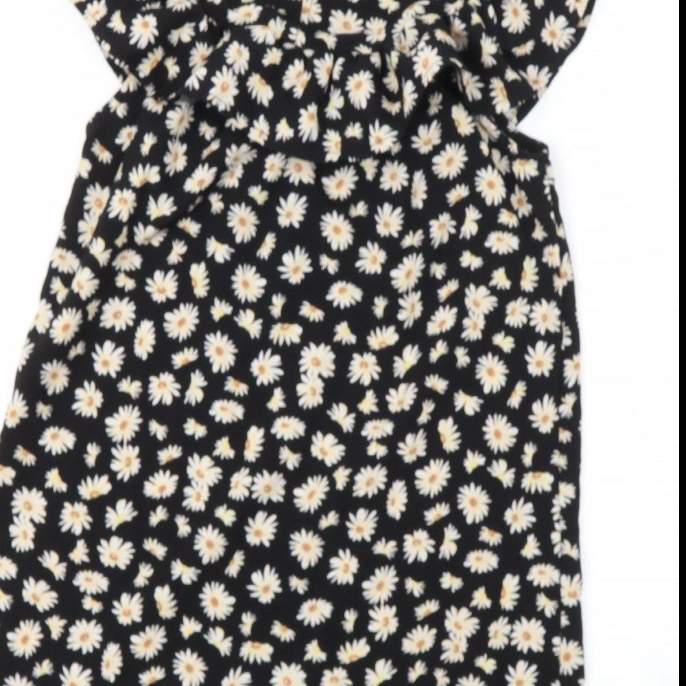 sien Girls Black Floral Polyester Ball Gown Size 4 Years Round Neck