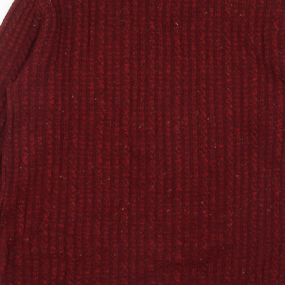 MONIQUE Mens Red Round Neck Acrylic Pullover Jumper Size L - Size L/XL