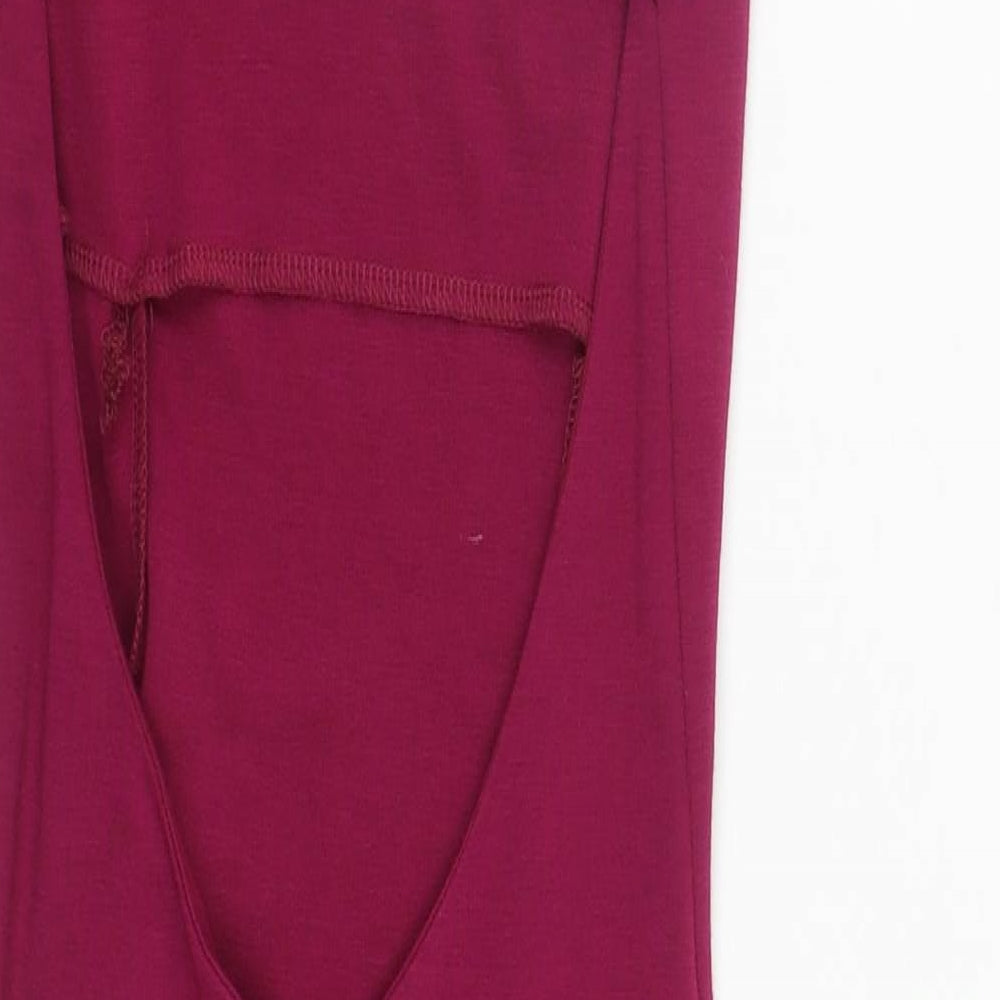 ASOS Womens Purple Viscose Bodycon Size 6 Round Neck Hook & Eye