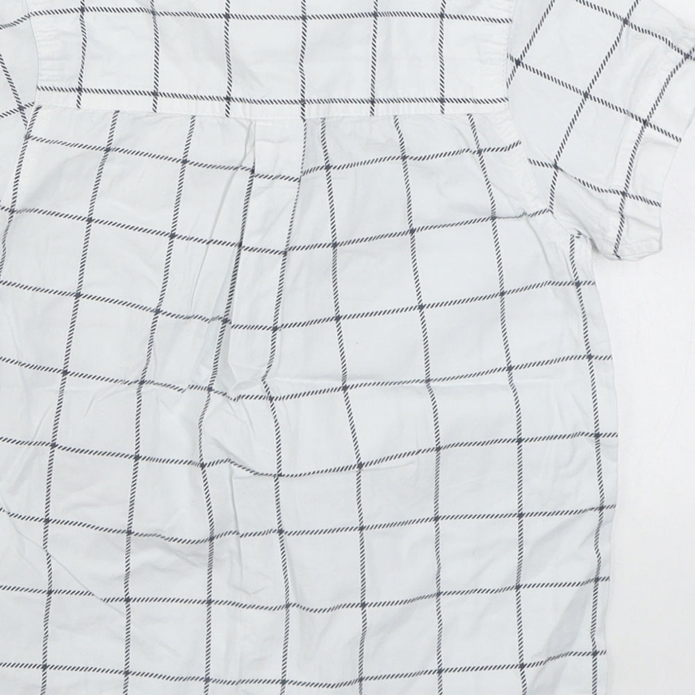 Blue Seven Boys White Check 100% Cotton Basic Button-Up Size 4 Years Collared Button