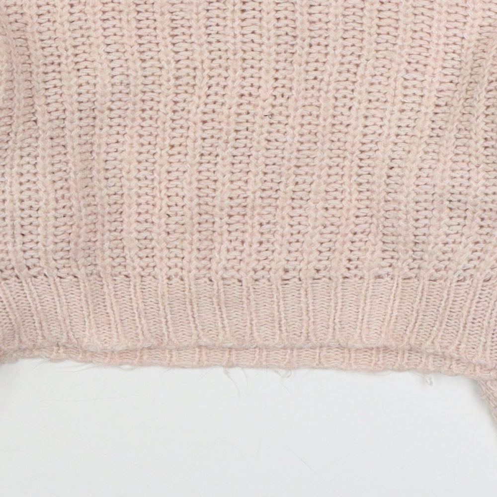 915 Generation Girls Pink Round Neck Acrylic Pullover Jumper Size 9 Years Pullover - Cropped