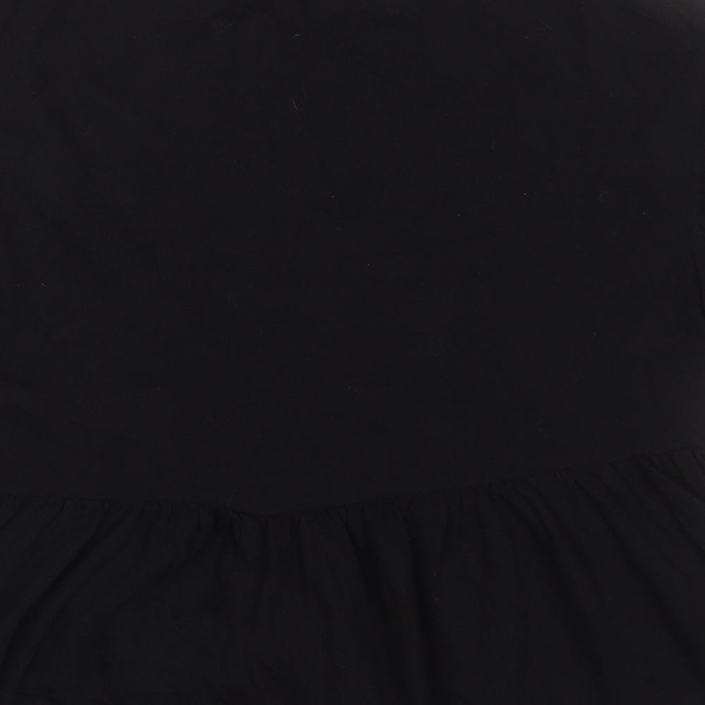 Zara Womens Black Cotton Basic T-Shirt Size S Crew Neck
