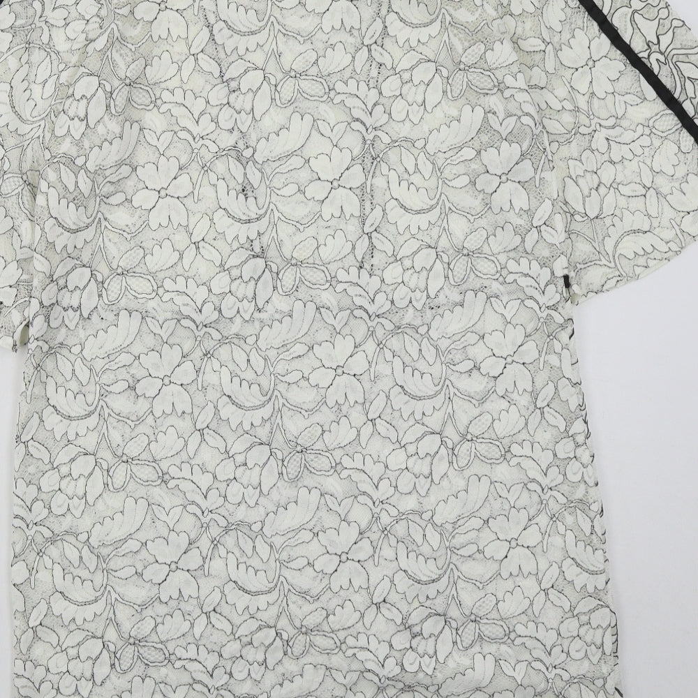 River Island Womens White Polyester A-Line Size 12 Round Neck Pullover