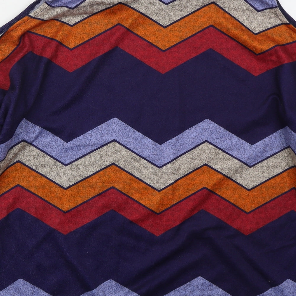 Preworn Womens Blue Geometric Polyester Pullover Sweatshirt Size L Pullover