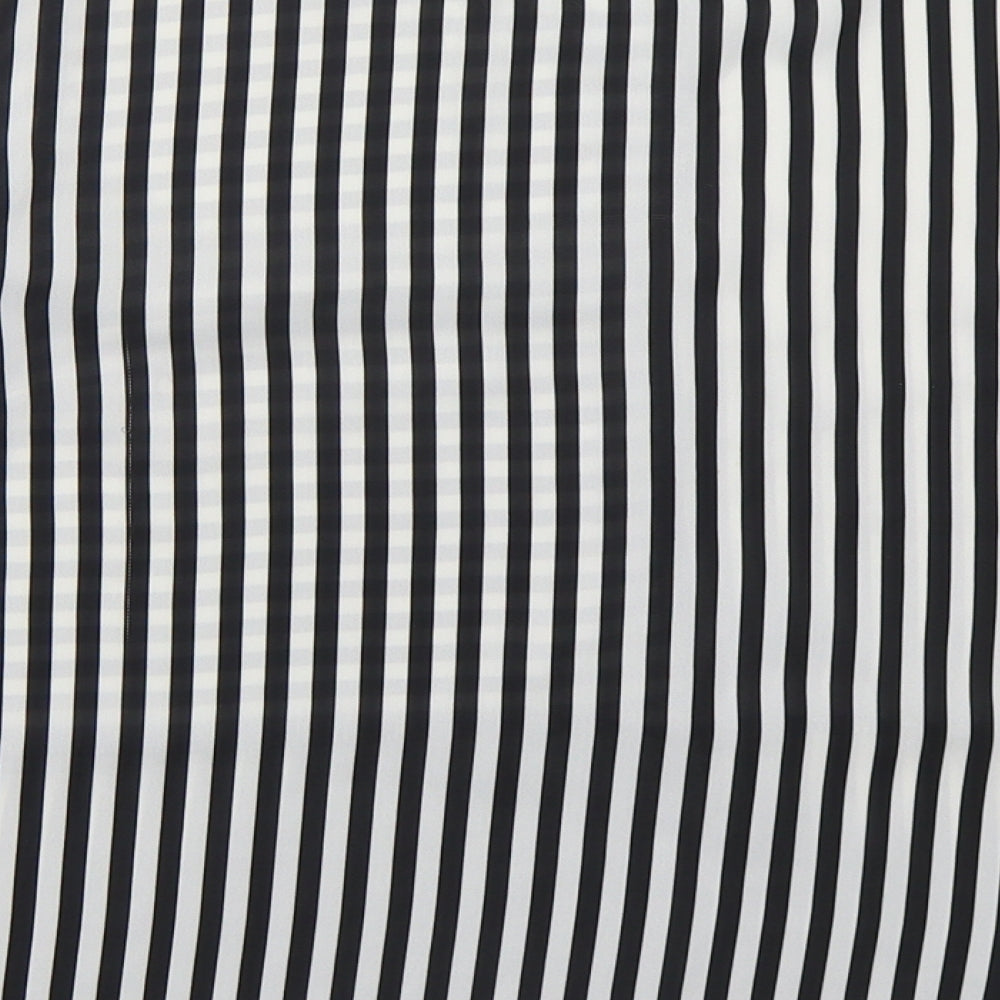 Select Womens Black Striped Polyester Basic Blouse Size 14 Round Neck