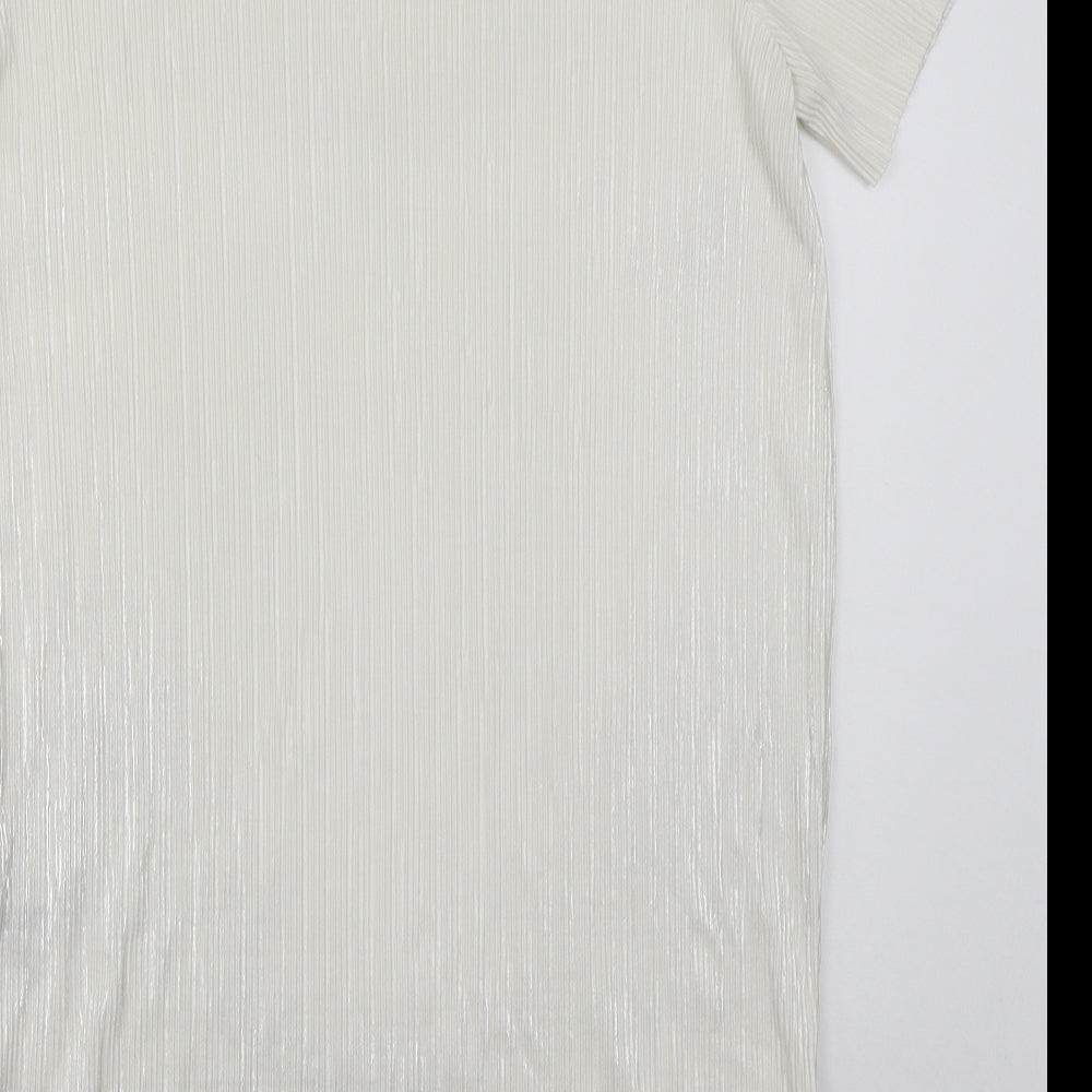 NEXT Womens White Polyester T-Shirt Dress Size 10 Round Neck Pullover