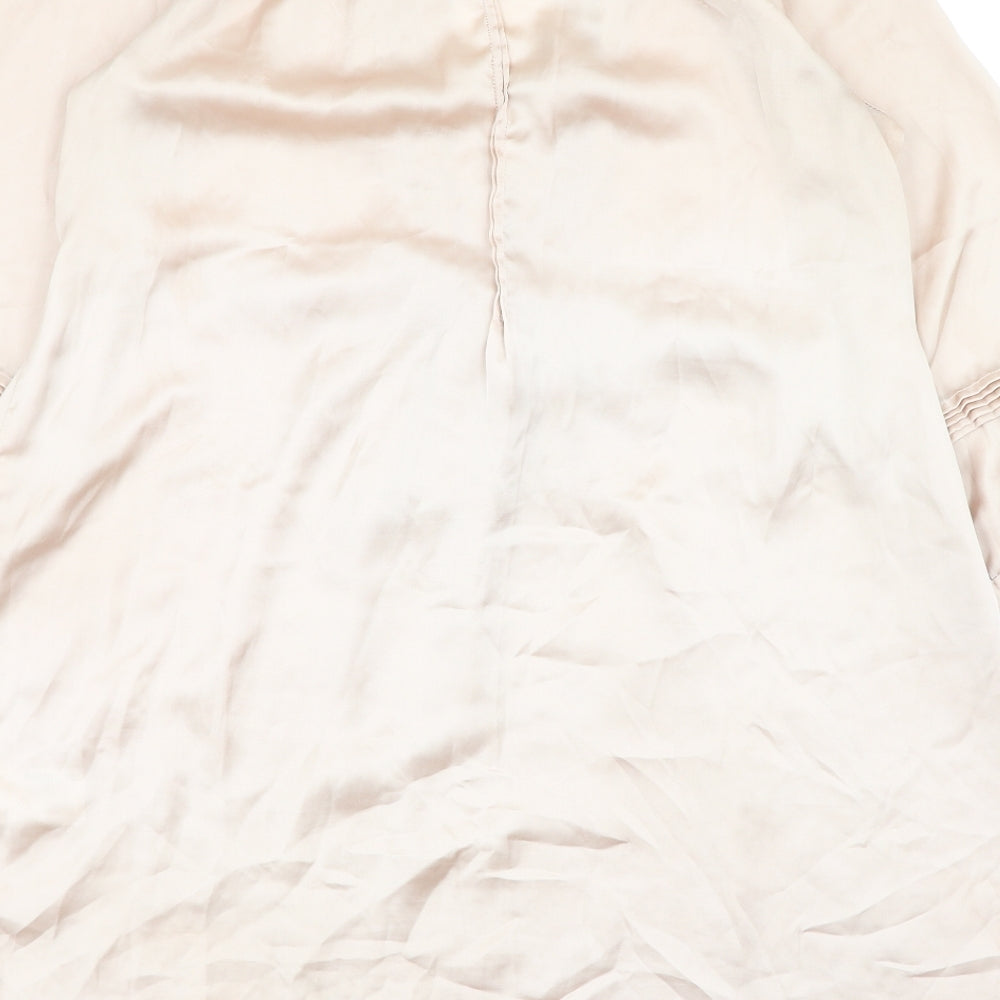 H&M Womens Gold Polyester Shirt Dress Size 6 V-Neck