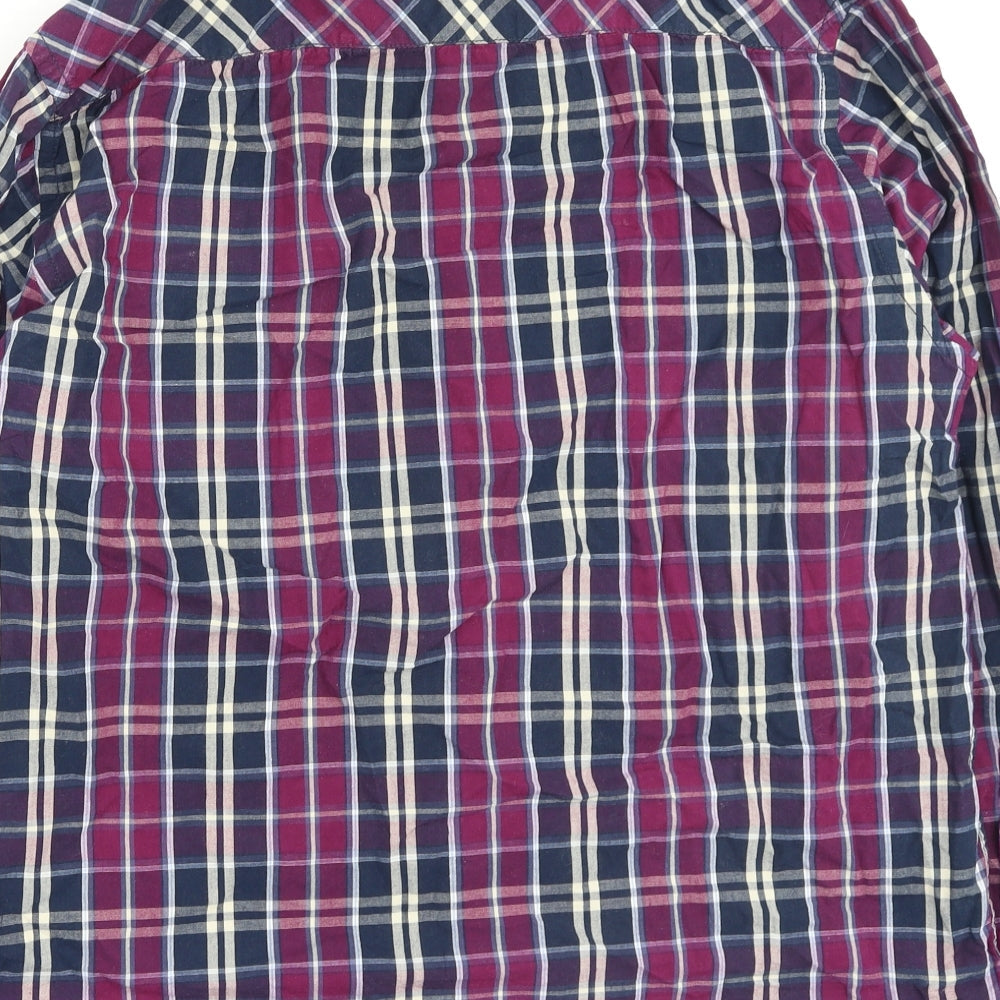 piene candini Mens Purple Check Polyester Button-Up Size XL Collared