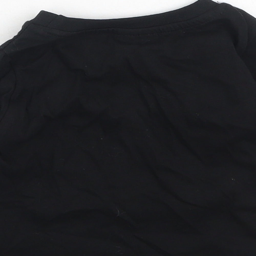 Preworn Boys Black Cotton Basic Dress Shirt Size 9-12 Months Round Neck