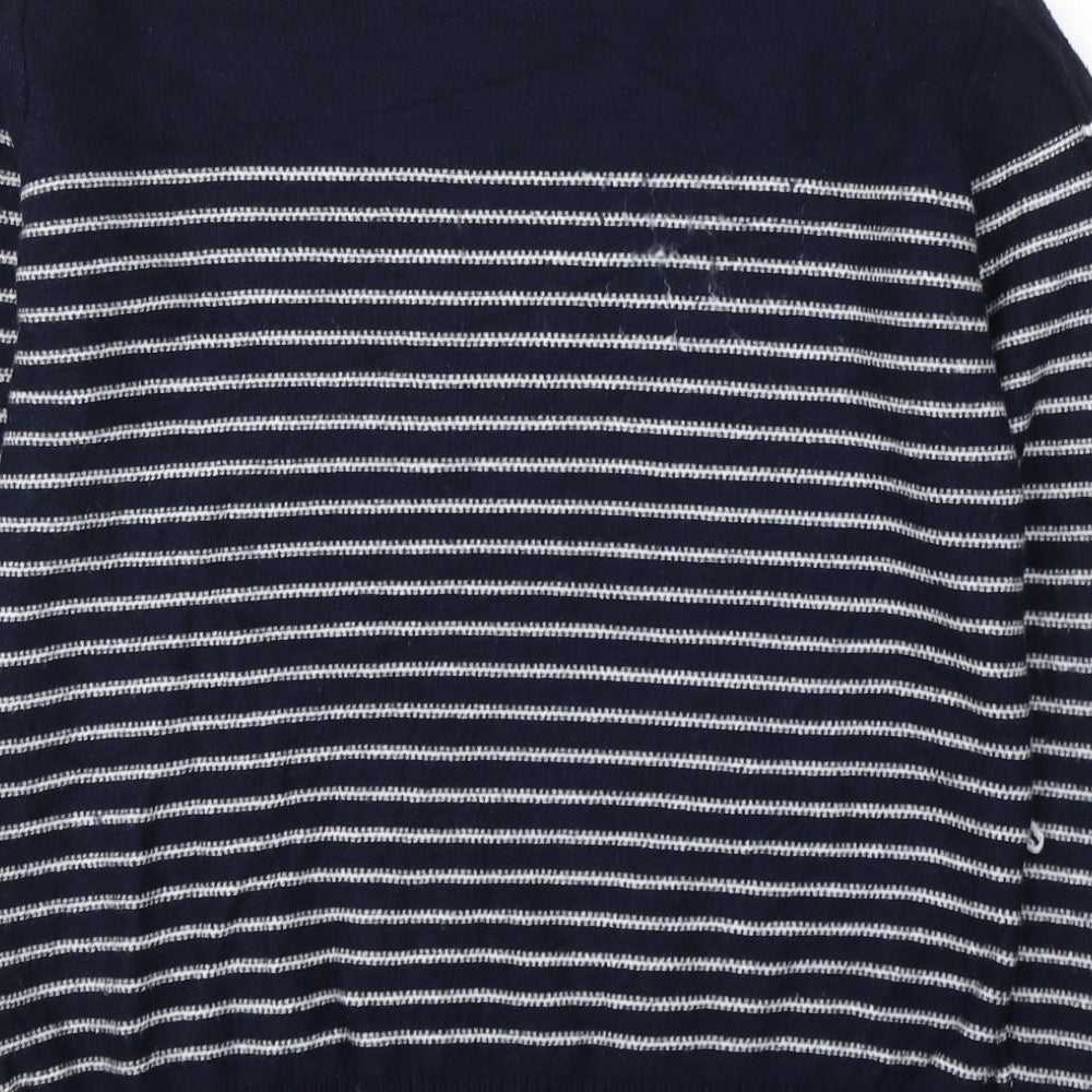 Papaya Womens Blue Round Neck Striped Viscose Pullover Jumper Size M