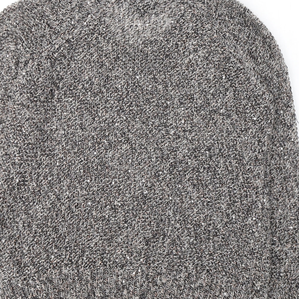 Topshop Womens Grey Round Neck Acrylic Pullover Jumper Size 8
