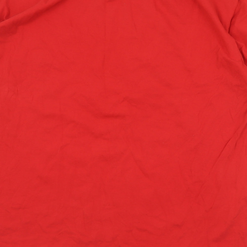 Preworn Mens Red Cotton T-Shirt Size 2XL Crew Neck - Christmas