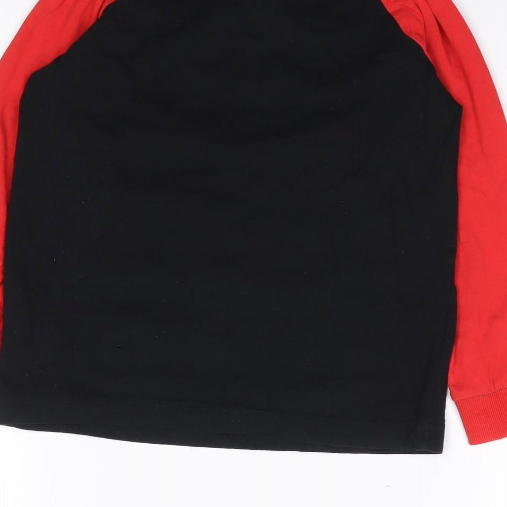 Preworn Boys Black Solid Cotton Pyjama Top Size 7 Years Pullover - Match Attack, Football