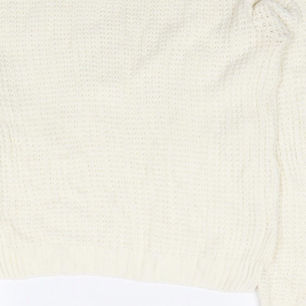 Select Womens Ivory Round Neck Acrylic Pullover Jumper Size 12
