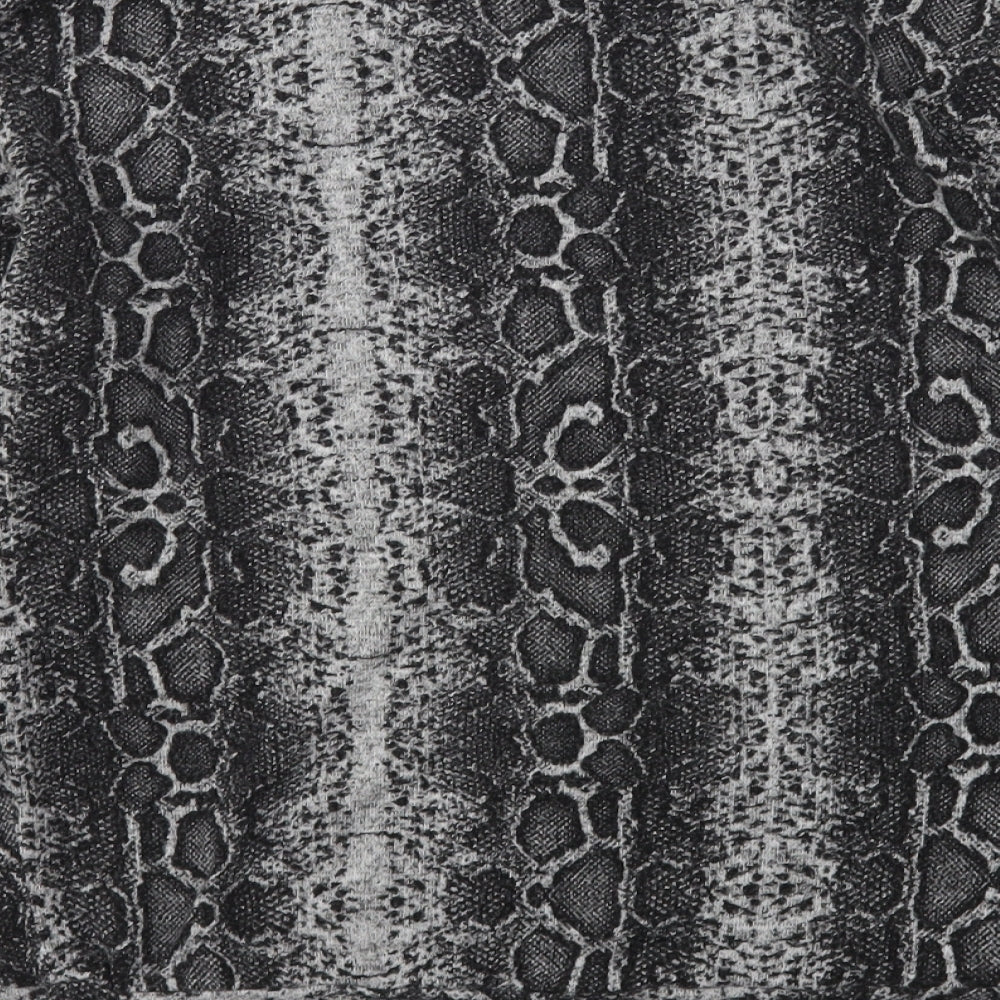 Dorothy Perkins Womens Grey Round Neck Animal Print Viscose Pullover Jumper Size 12