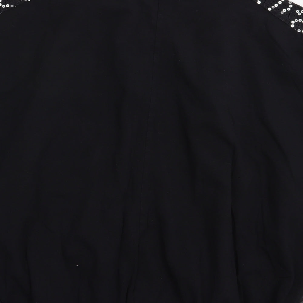 Preworn Womens Black Viscose Basic Blouse Size L Round Neck