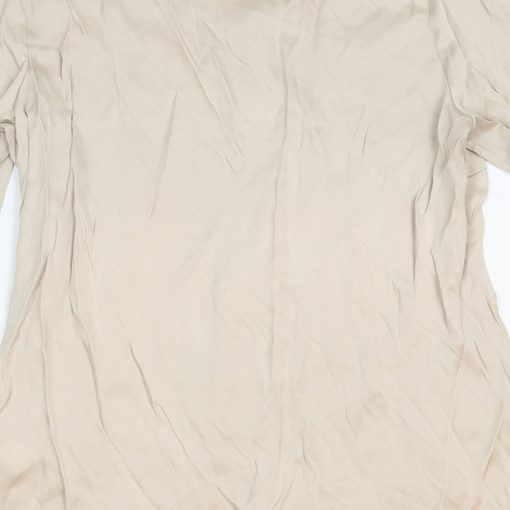 NEXT Womens Beige Polyester Basic Button-Up Size 10 Round Neck