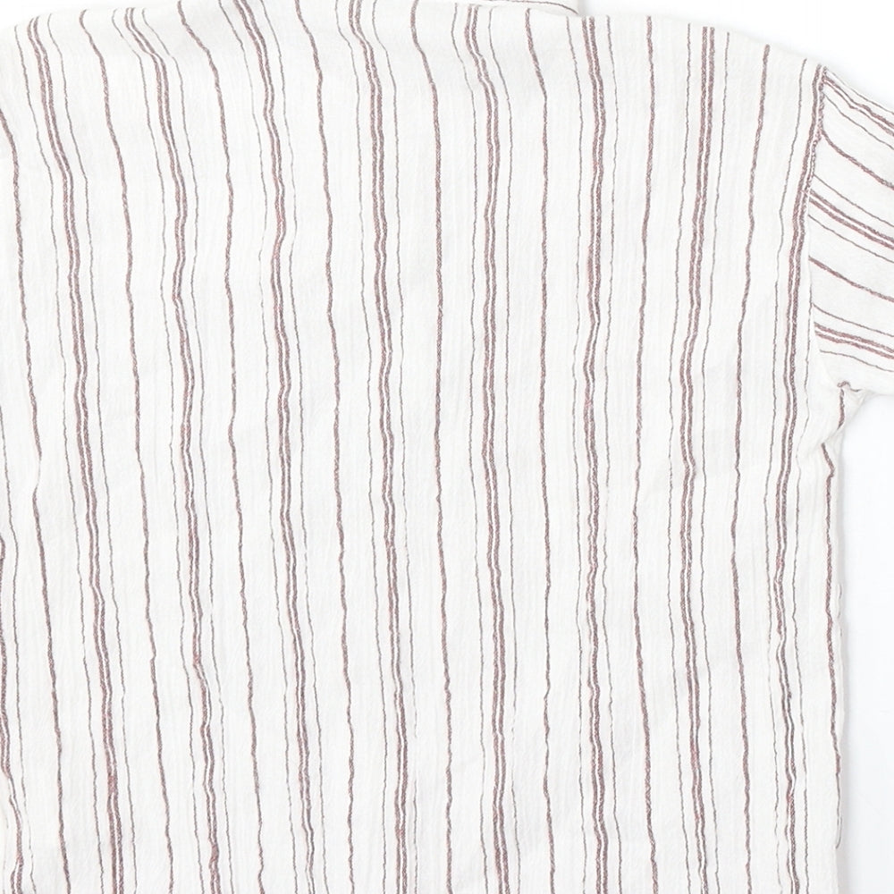 Di Fa Baby White Striped Cotton Basic Polo Size 24 Months Collared Button