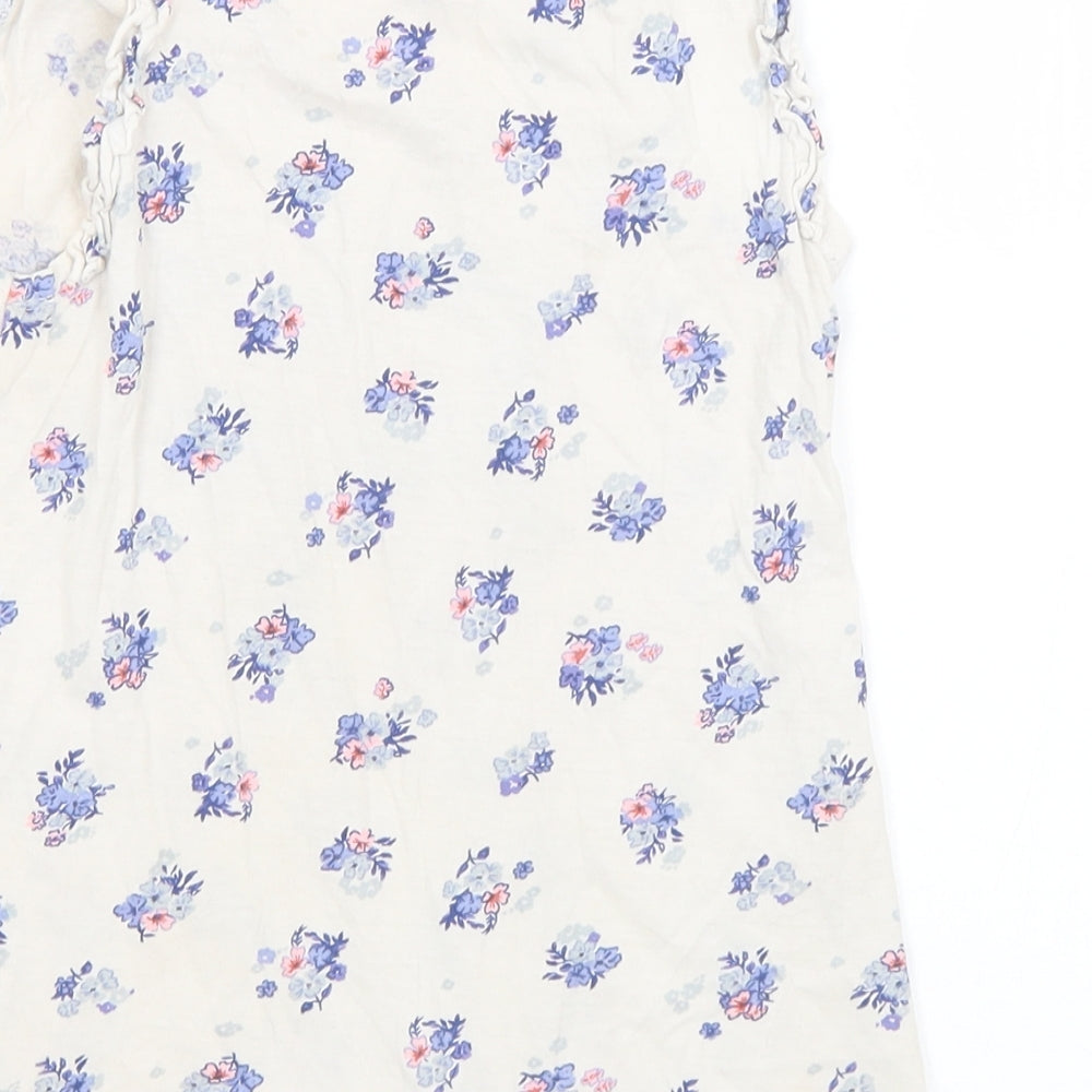 H&M Girls Multicoloured Floral Cotton Basic Tank Size 6 Years Round Neck - Slogan 6-8