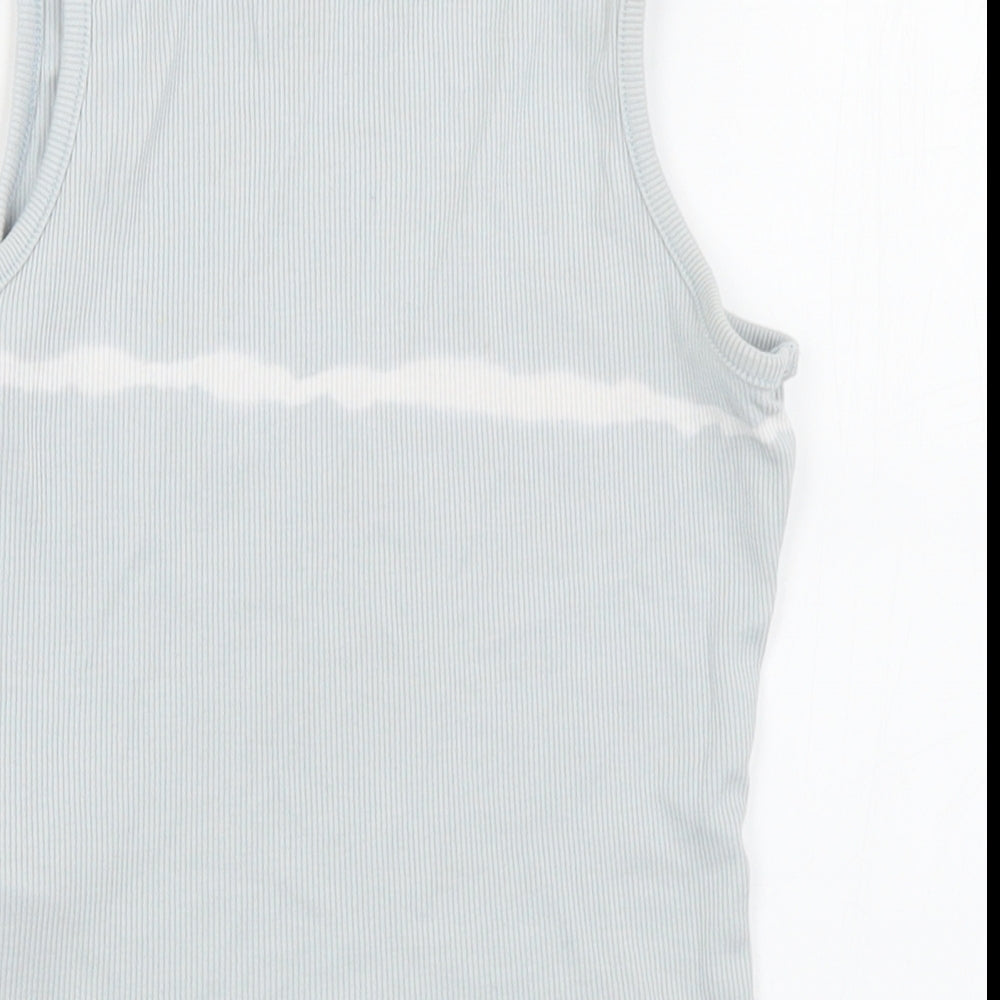 Primark Girls Blue Cotton Basic Tank Size 7-8 Years Round Neck - Day dreamer