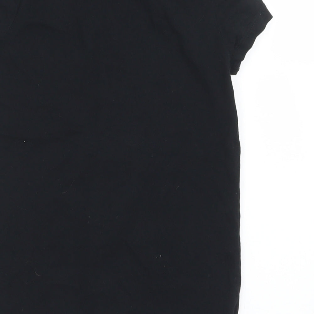 George Girls Black Cotton Basic T-Shirt Size 4-5 Years Crew Neck - Pudsey