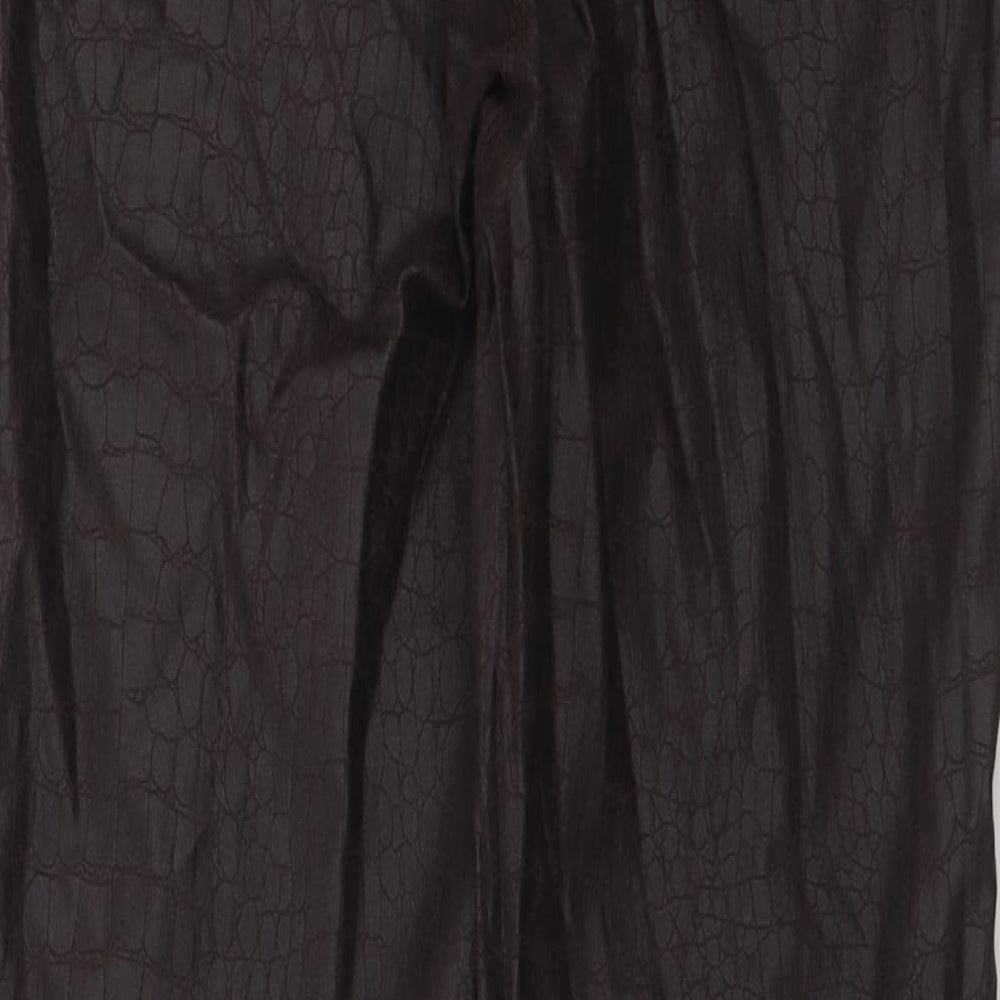 NEXT Womens Brown Animal Print Viscose Pedal Pusher Trousers Size 12 L30 in Regular