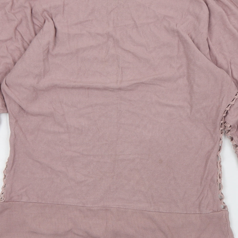 Preworn Womens Purple Polyester Jersey T-Shirt Size S Boat Neck